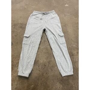 AS Revival Pants Womens Small Gray Fleece Cargo Joggers Elastic Waist Sweatpants